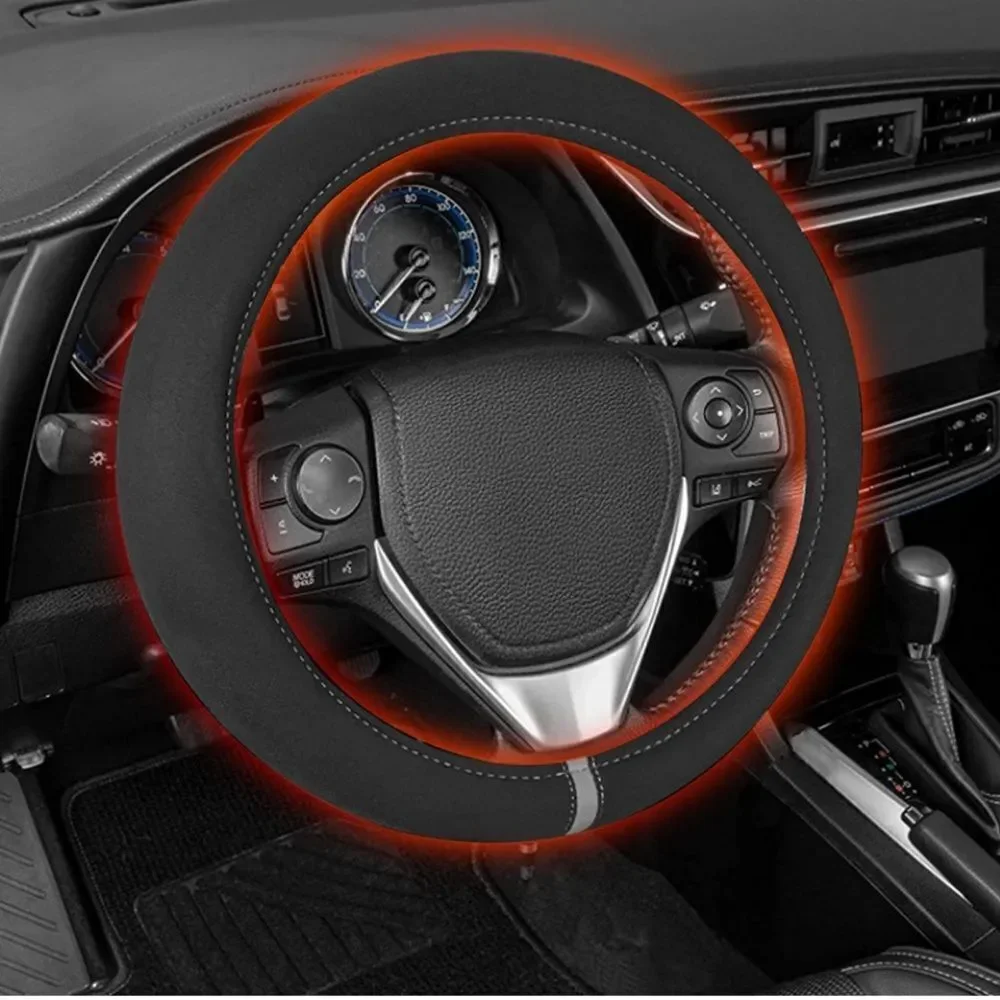 NWT Quick Heated Steering Wheel 15 inches Cover Black Standard 12 Volt Velour